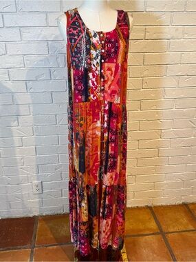 Coldwater Creek Boho Colorful Maxi Dress Womens M